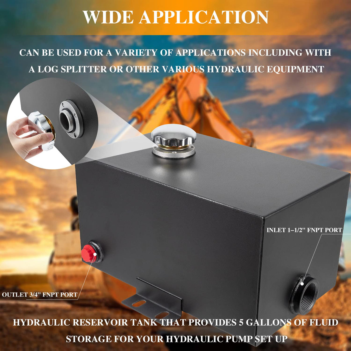 5 Gallon 14 Gauge Steel Hydraulic Fluid Reservoir Tank B949