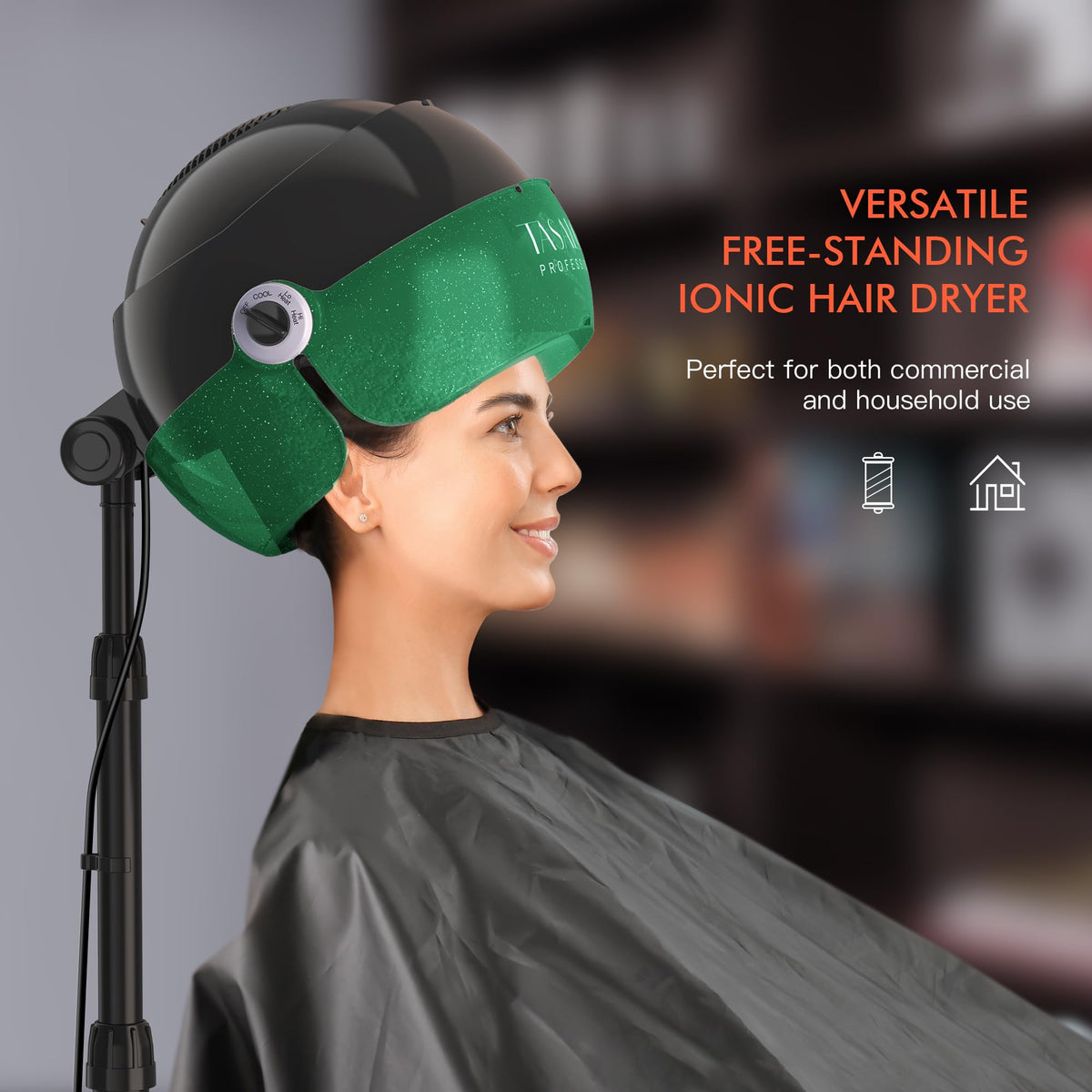 1875W Ionic Hooded Hair Dryer with 3 Temperature Settings J292
