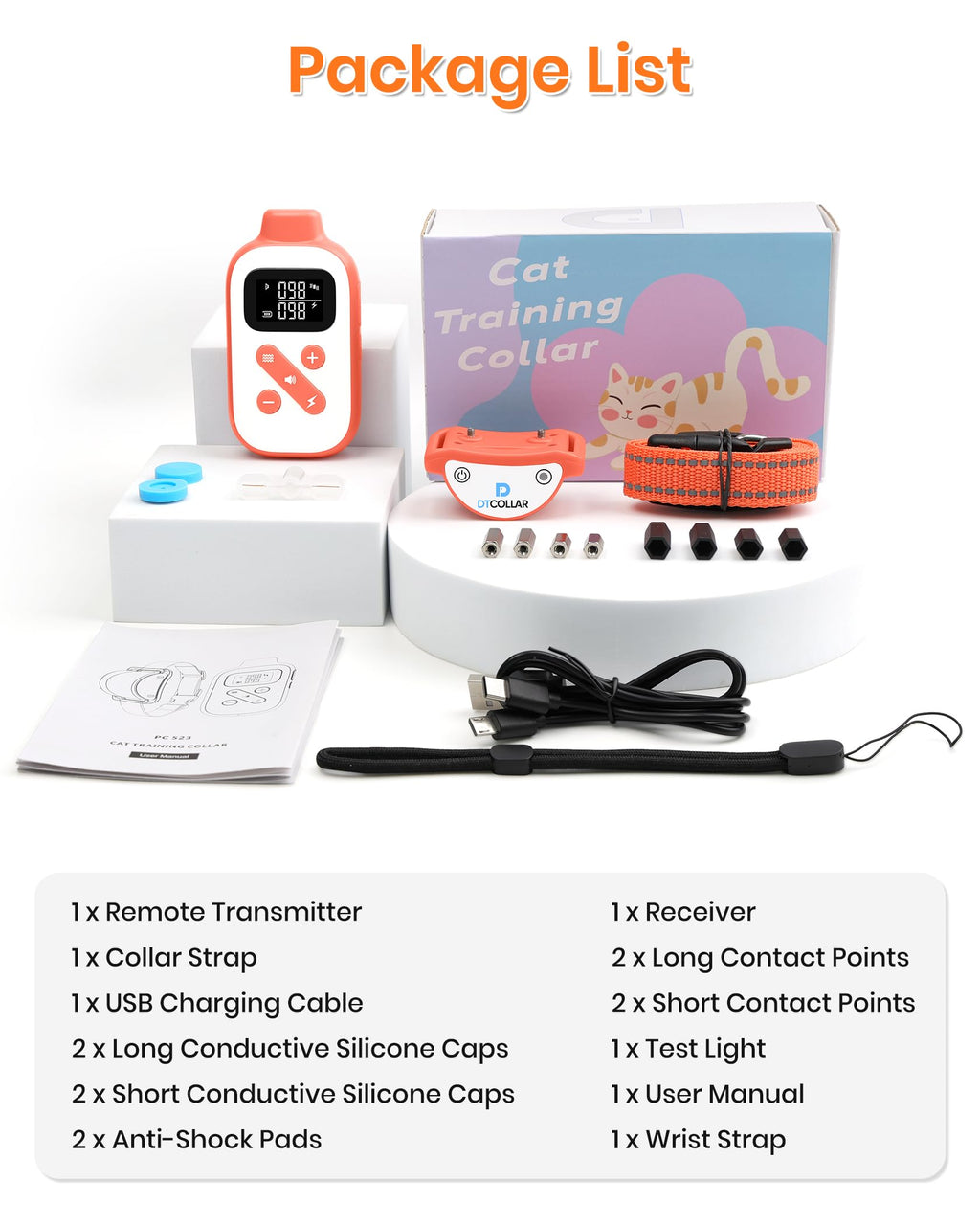 Lightweight Waterproof Cat Training Collar with Remote N32375