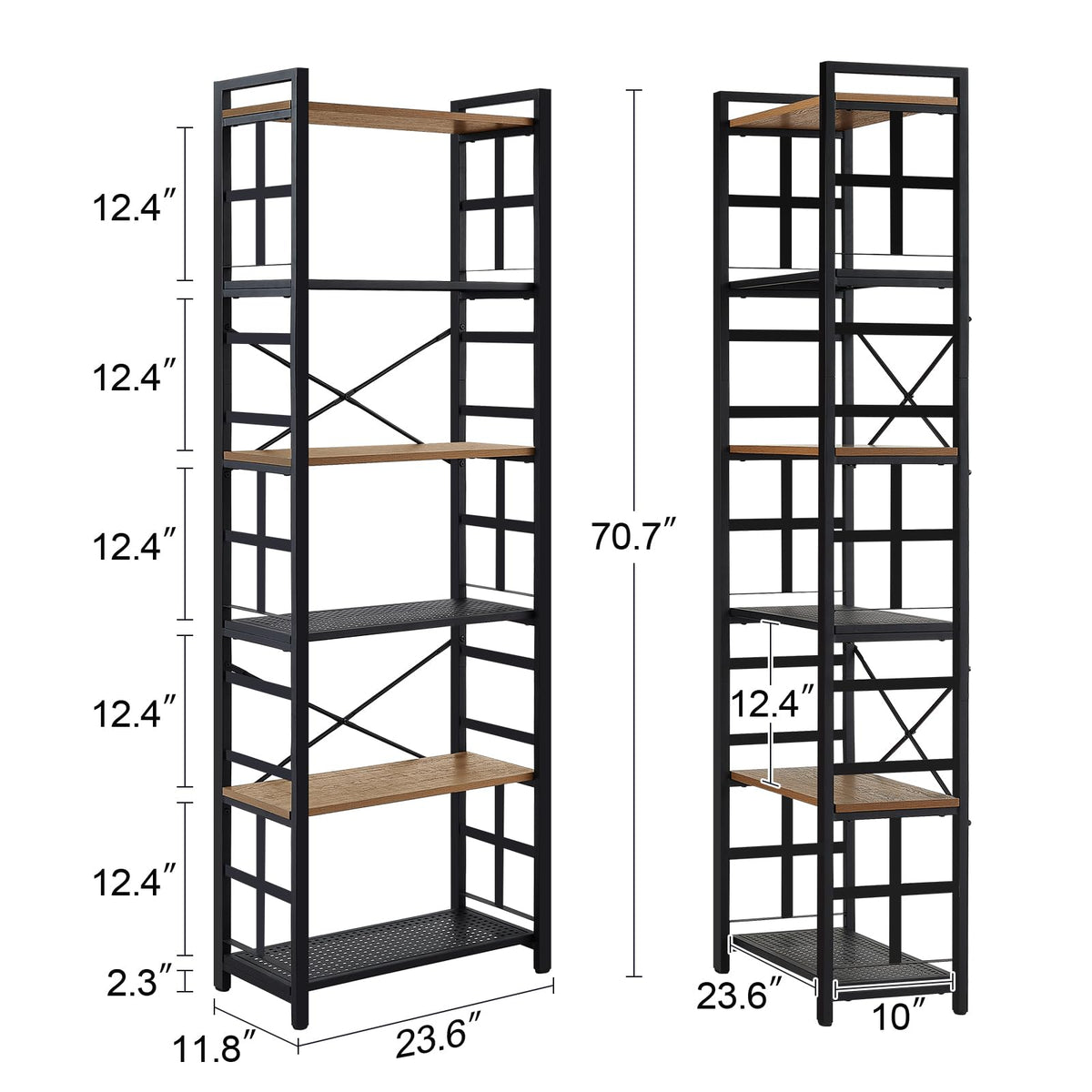 6 Tier 70 inch Tall Brown Bookshelf I505
