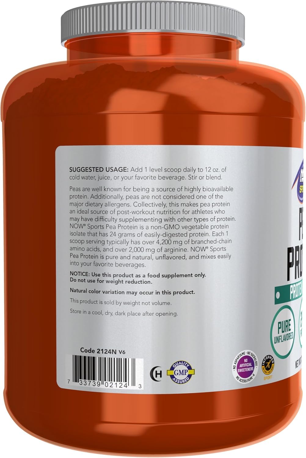 Pea Protein Natural Unflavored Powder 7-Pound N685096