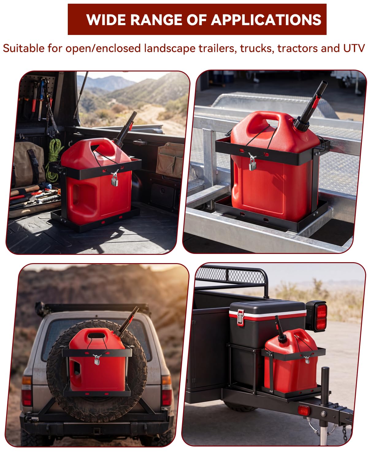 5 Gallon Gas Can Holder with Anti-Theft Lock I389