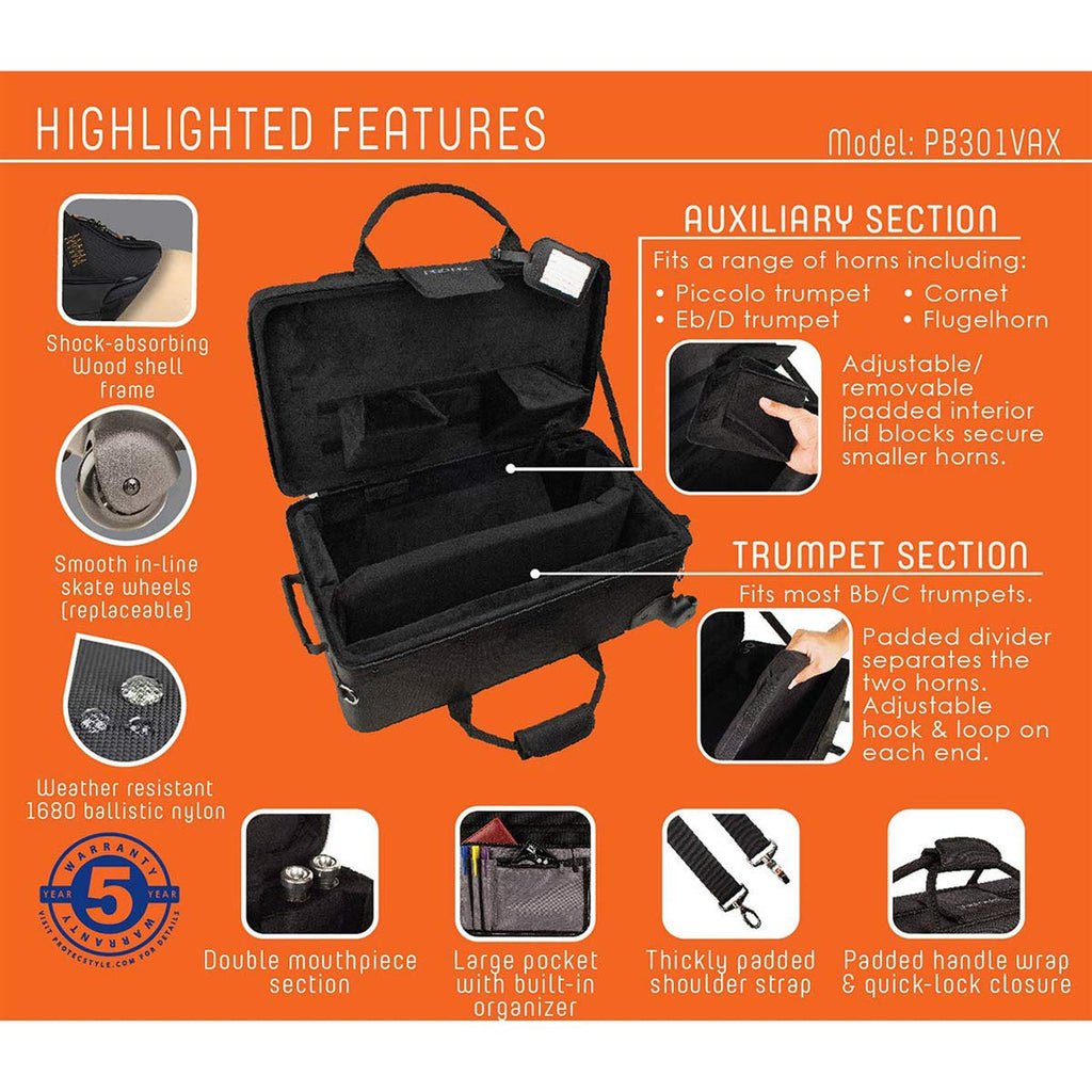 Trumpet/Auxiliary Combo Case with Wheels R652629