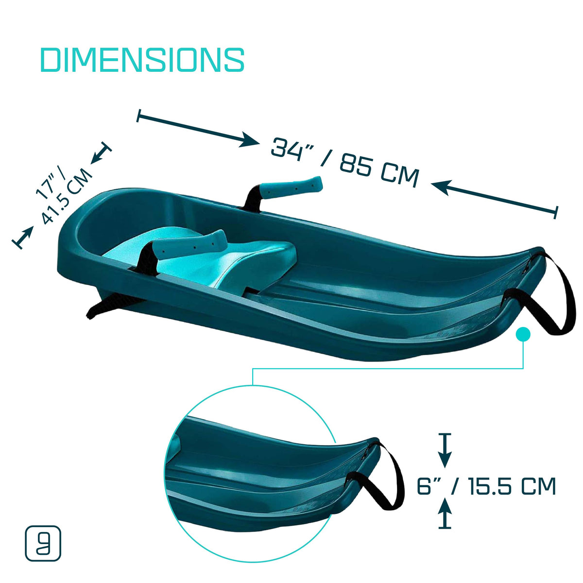 Kids' Plastic Toboggan Sleds with Tow Strap A67395