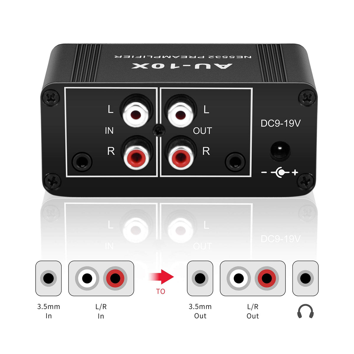 Stereo Audio Preamplifier, Headphone Amplifier, Phono Turntable Preamp with RCA 3.5mm Input Output W7917