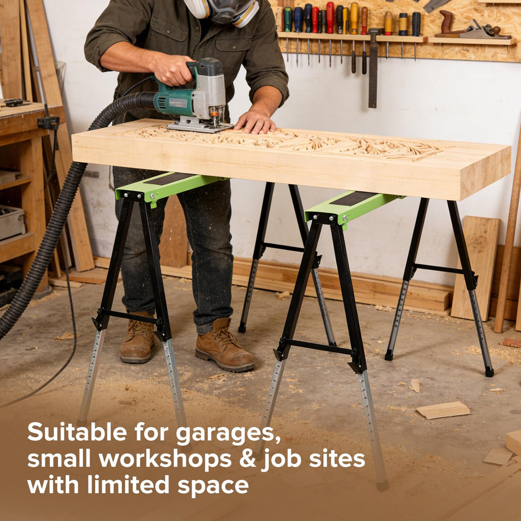 Adjustable Height Folding Sawhorse 2-Pack, 660lb Capacity G2931
