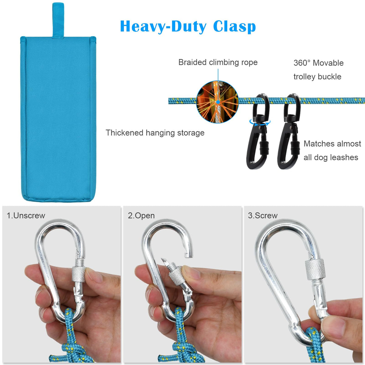 100FT Portable Dog Tie Out Cable for 2 Dogs C9492