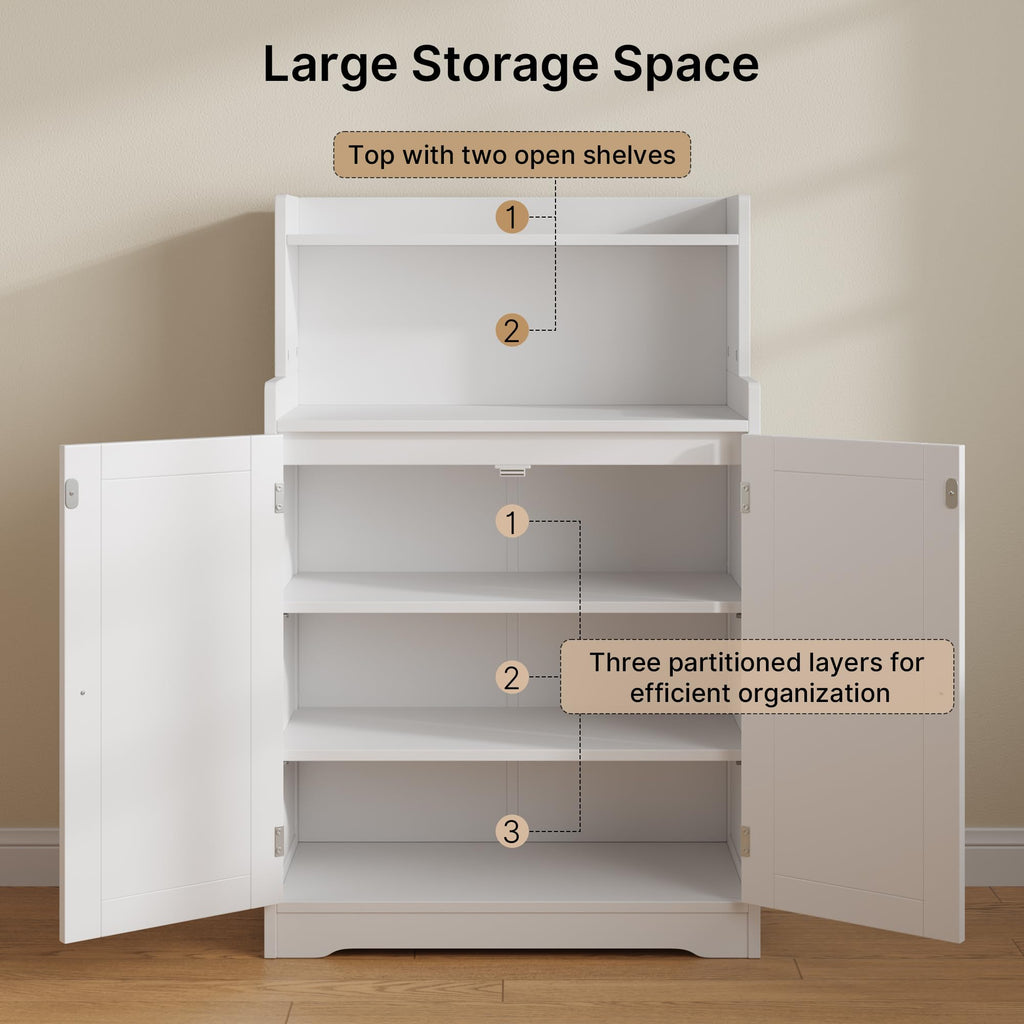 White Bathroom Storage Cabinet with 2 Adjustable Shelves I867683