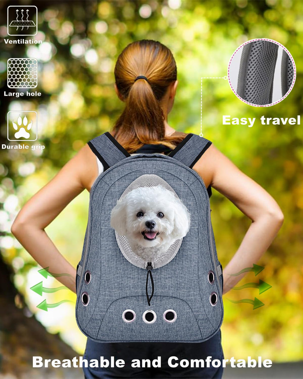 Ventilated Front Facing Dog Cat Backpack Carrier U723774