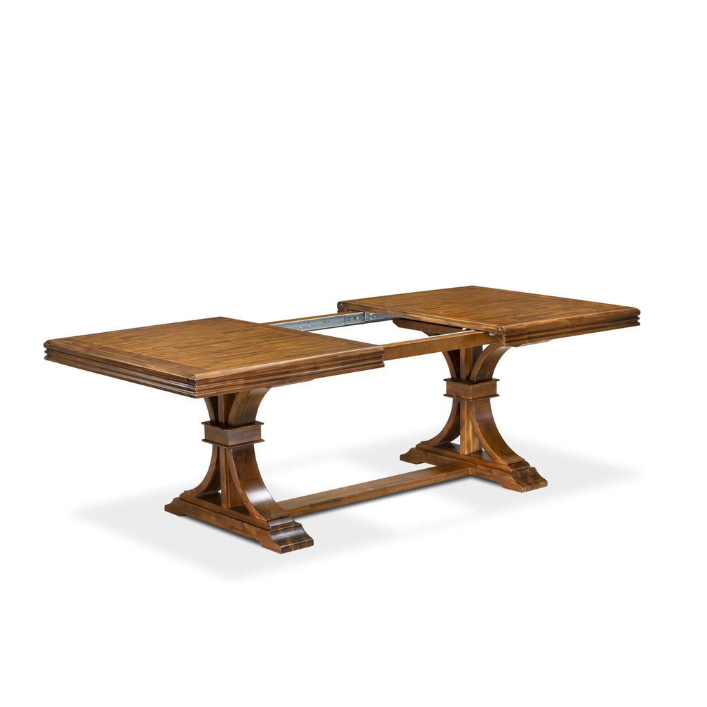 9-piece Dining Table Set with 8 Light Tan Linen Fabric Chairs S7511
