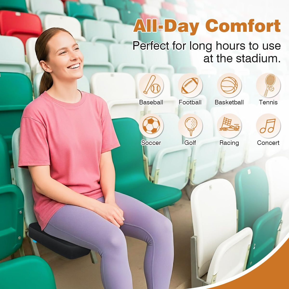 Portable Extra Thick Waterproof Stadium Seat Cushions with Handle, 2PCS V57426