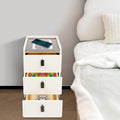 White Smart Nightstand with Wireless Charging Station & Adjustable LED Lights, 3 Drawers O810