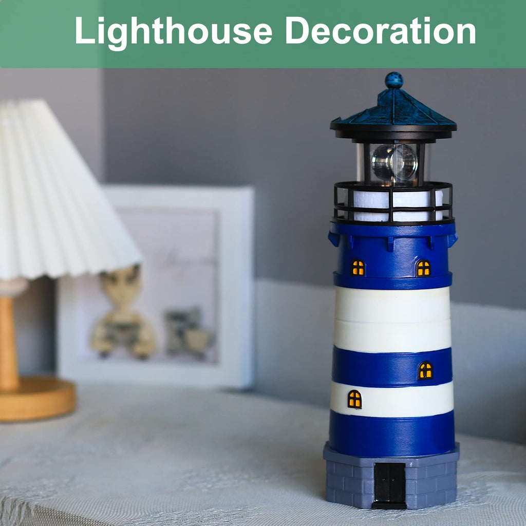 Solar Powered Lighthouse Decor with Rotating Beacon Q374