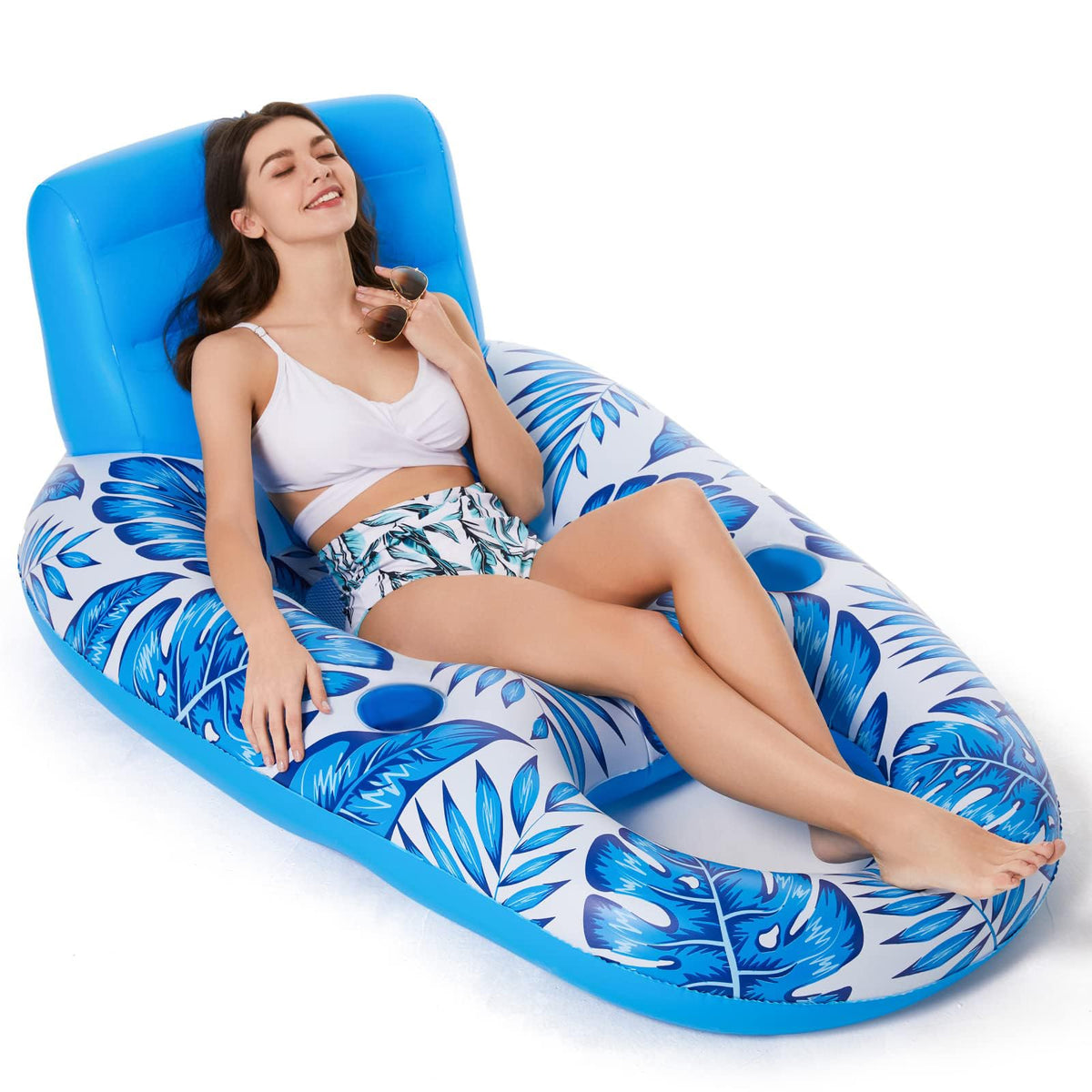 Inflatable Pool Float Lounger with Cup Holders C482
