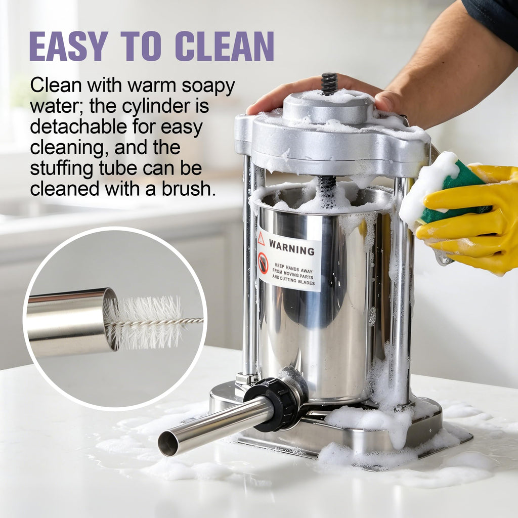 5lb Stainless Steel Sausage Stuffer with 3 Stuffing Tubes P333888