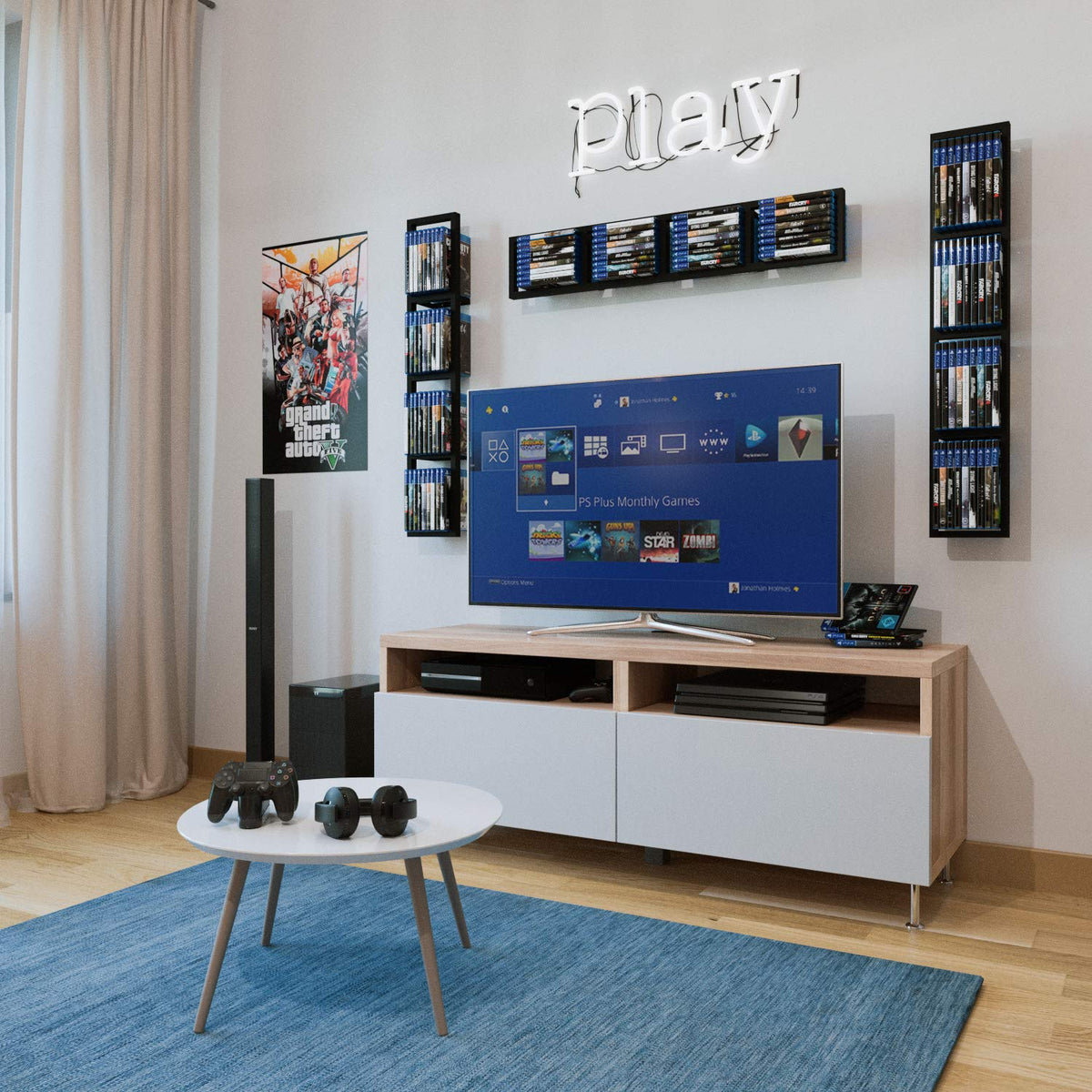 Black 34 Inch Floating Shelves Set of 3 J7453