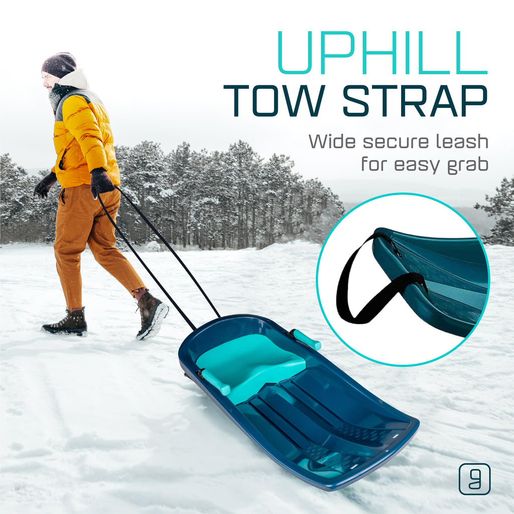 Kids' Plastic Toboggan Sleds with Tow Strap A67395