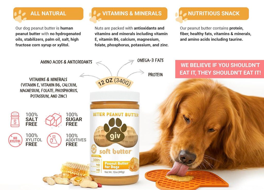 All Natural Peanut Butter 12oz Jar, 4oz Pouch & Lick Mat A7096