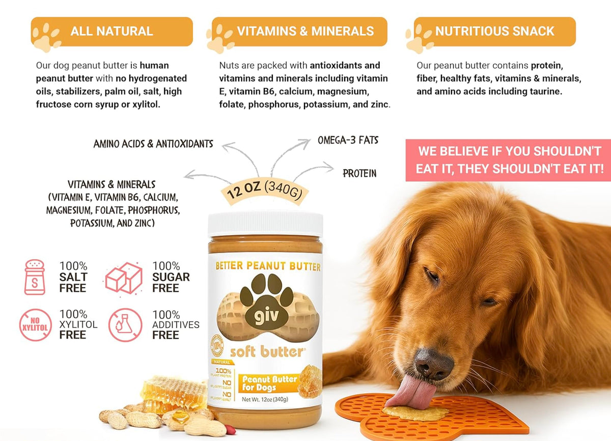 All Natural Peanut Butter 12oz Jar, 4oz Pouch & Lick Mat A7096