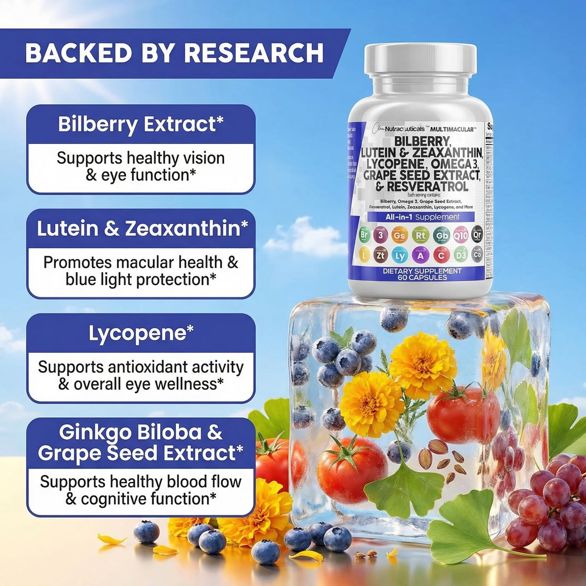 Eye Vitamins with Bilberry Lutein Zeaxanthin Supplement S49851