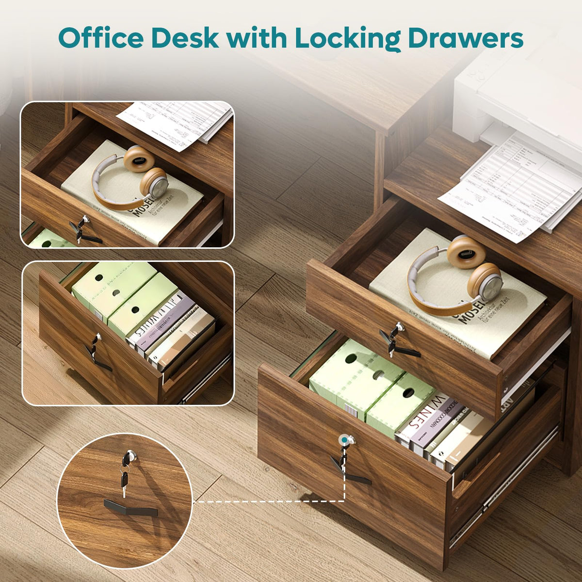 55-Inch Computer Desk with File Drawer Q13328