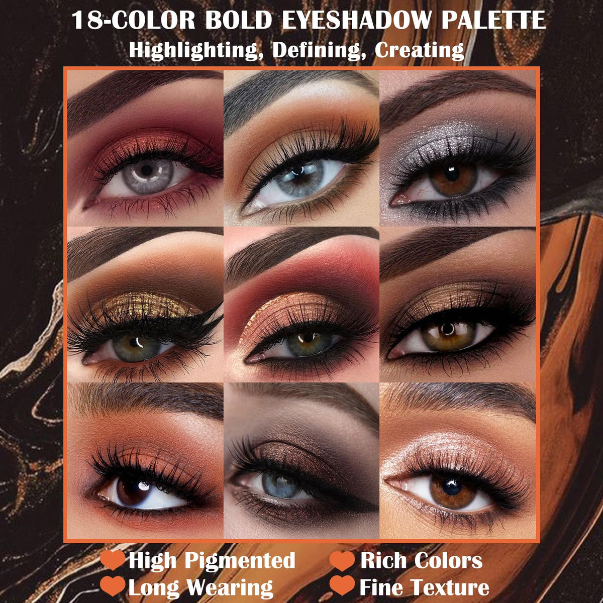 18 Colors Matte Shimmer Glitter Eyeshadow Palette O365748