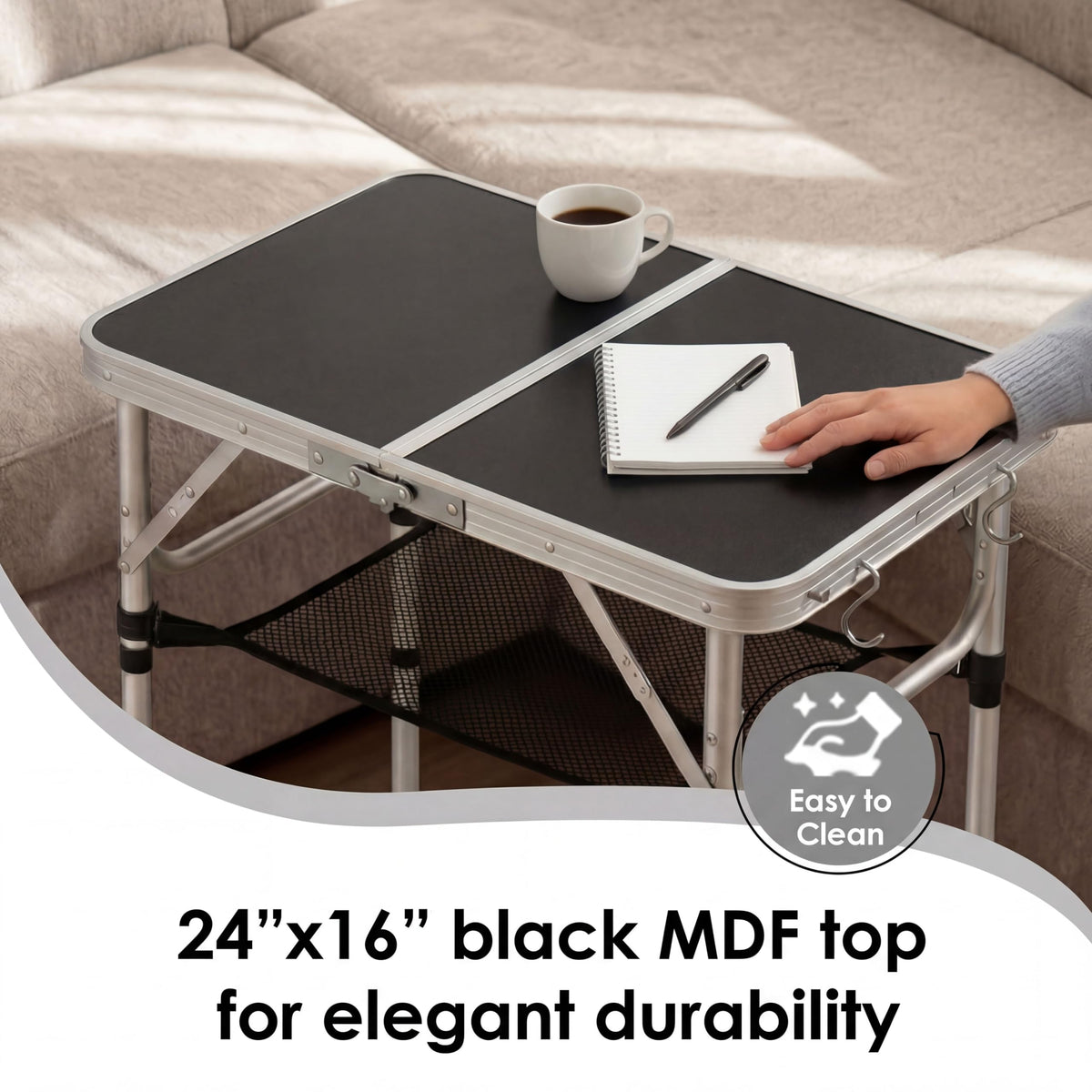 Small Folding Table 2ft with Mesh Holder L1163