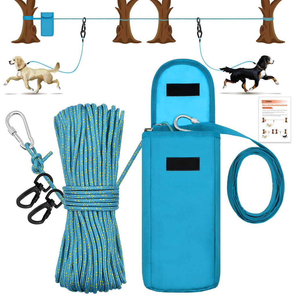 100FT Portable Dog Tie Out Cable for 2 Dogs C9492