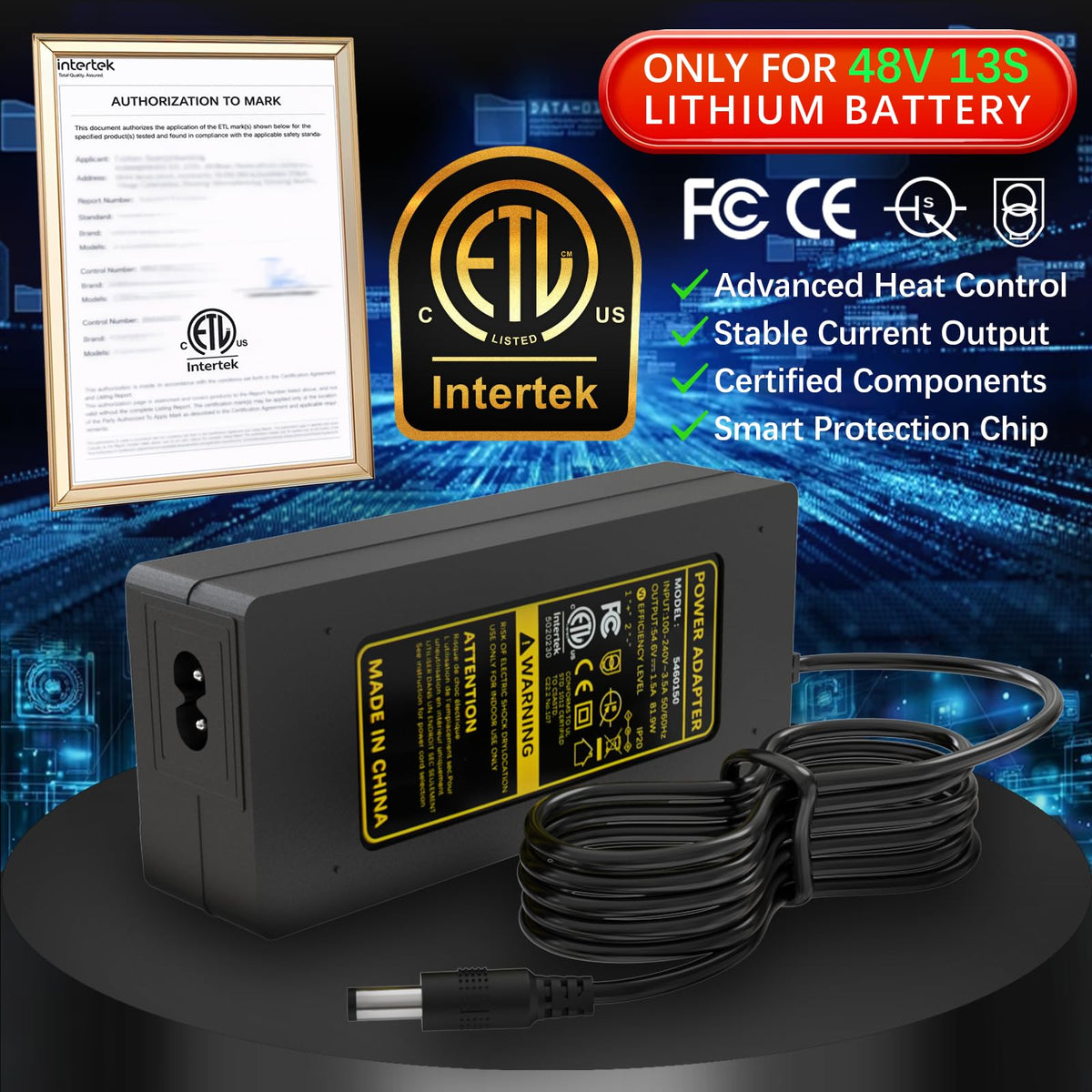 54.6V 2A Electric Bike & Scooter Charger B465401