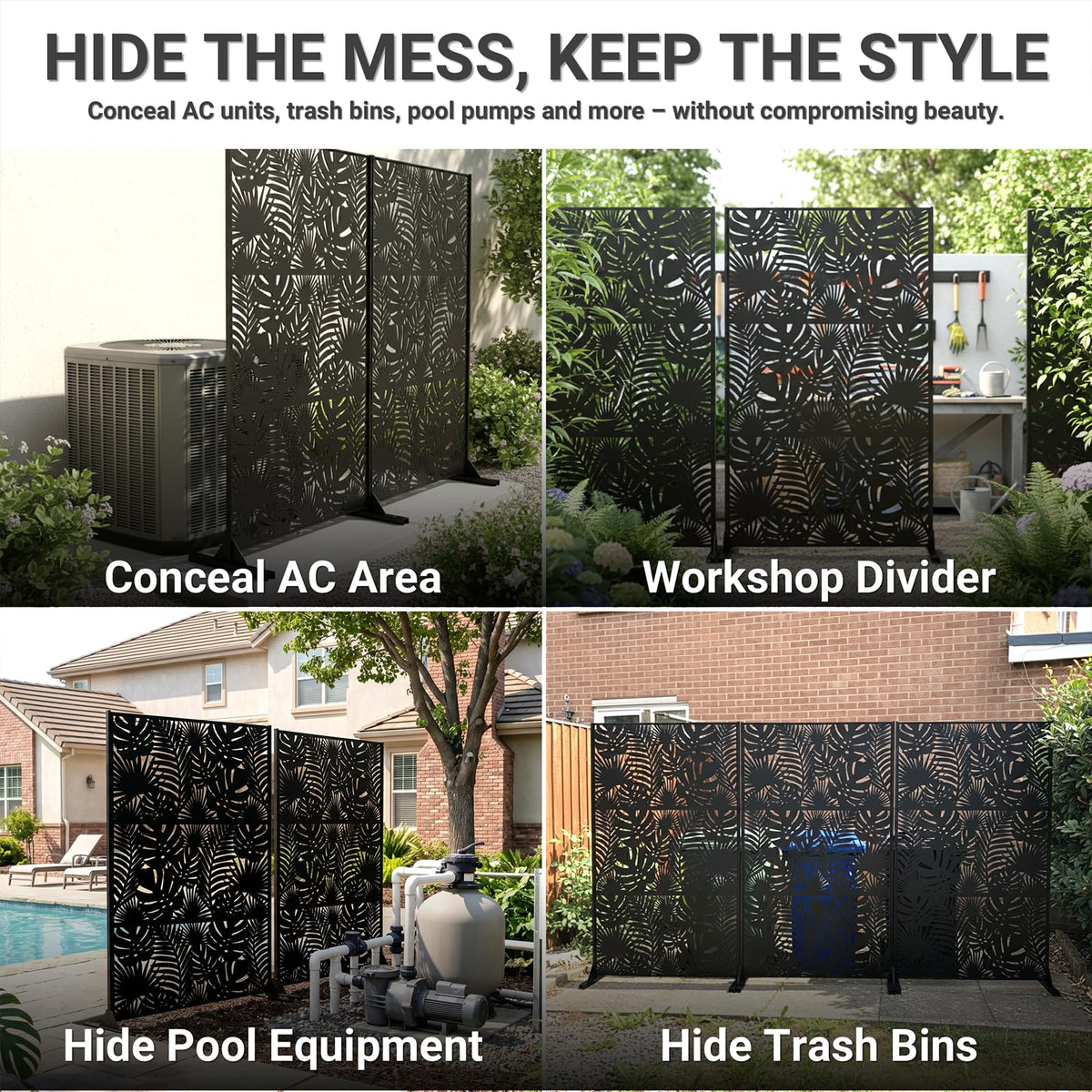 72in Laser Cut Steel Privacy Screen Y34005