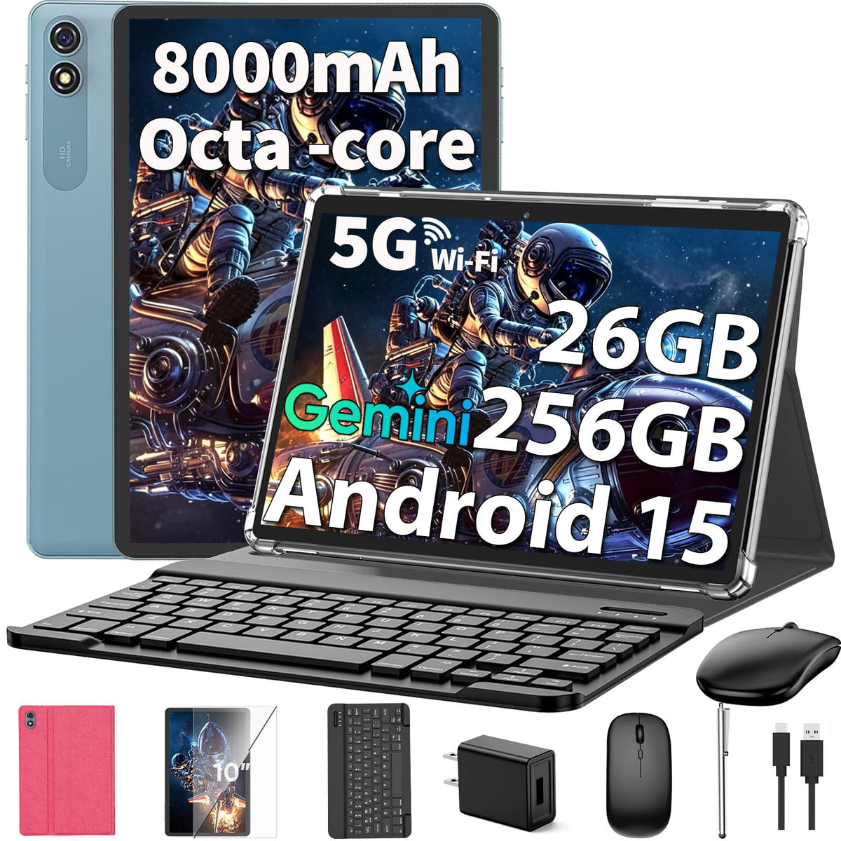 Android 15 Tablet 10 Inch with Keyboard 24GB+256GB+2TB Expand G776576