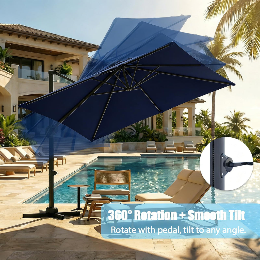 10 ft x 10 ft Navy Blue Cantilever Patio Umbrella N96068