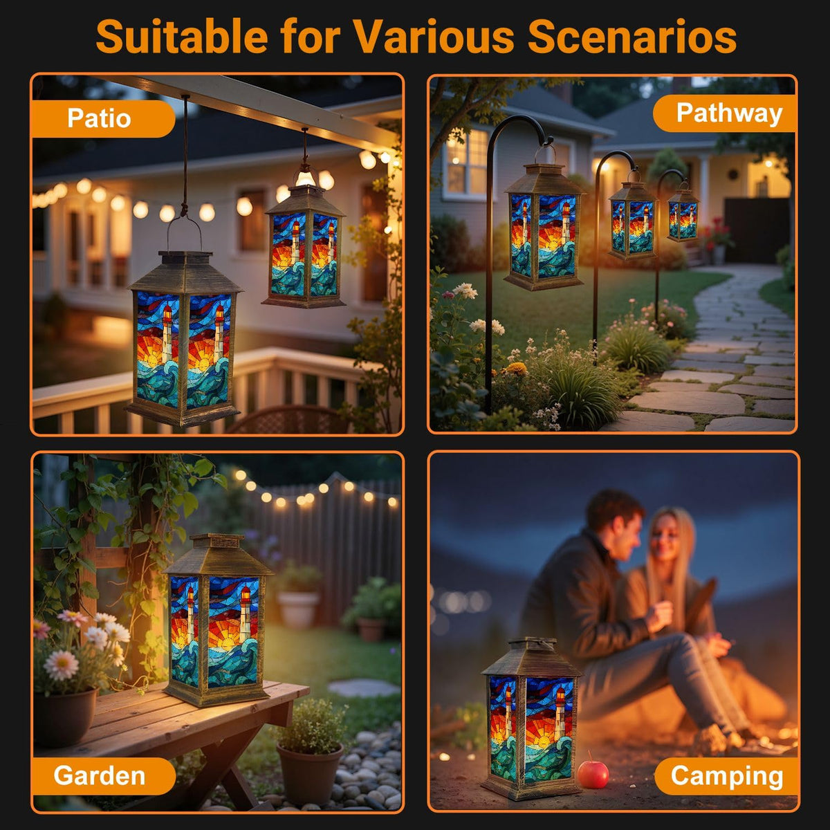 Solar Powered Waterproof Outdoor Hanging Lantern J29089