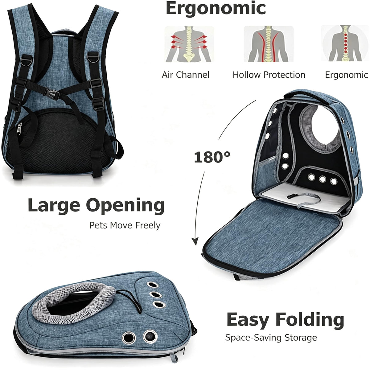 Ventilated Front Facing Dog Cat Backpack Carrier U723774