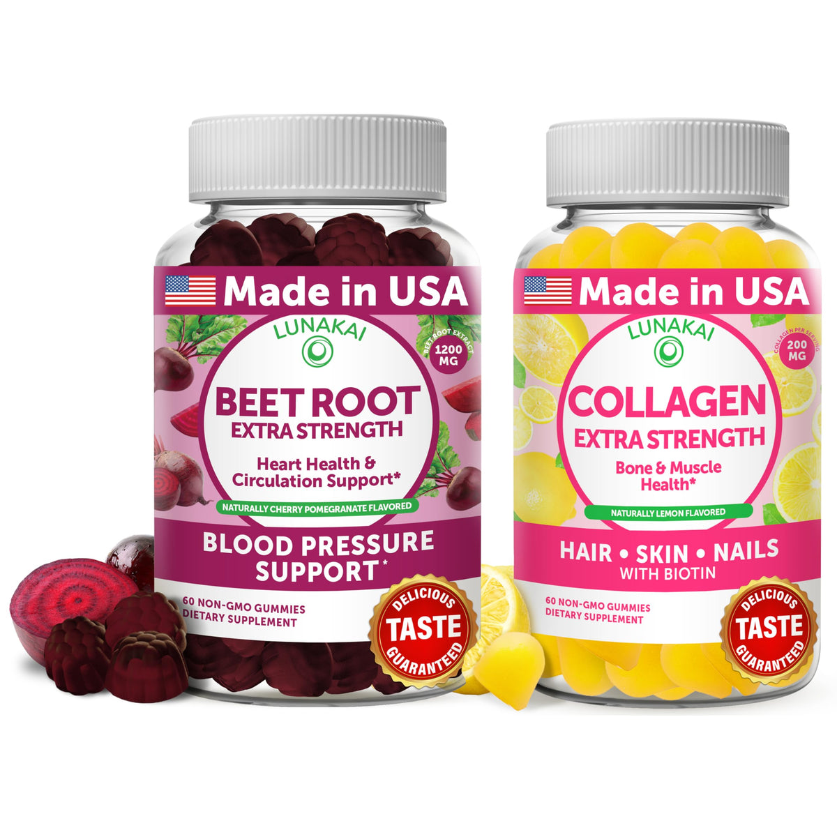 Beet Root Collagen Gummies 200mg with Biotin, Zinc, Vitamin C and E O514338