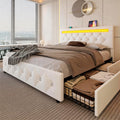 White Full Size Storage Bed with 4 Drawers and Adjustable Headboard I980480
