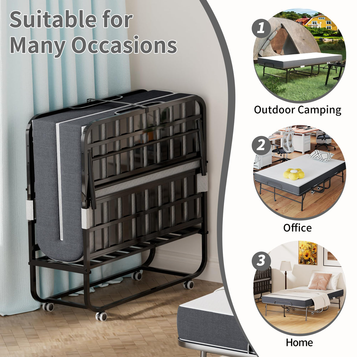 74"x 46" Folding Bed with Mattress I6538