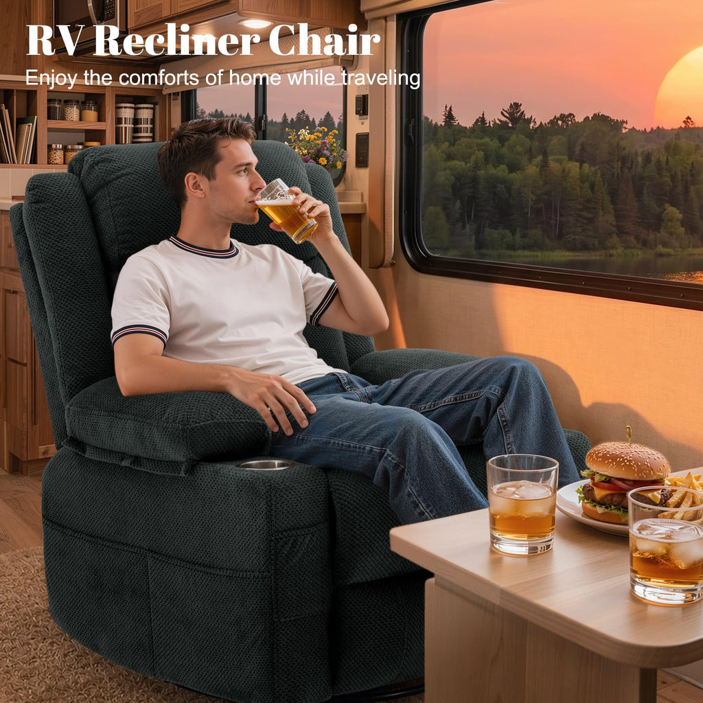 Gray Swivel Rocker Recliner with Massage & Heat F122