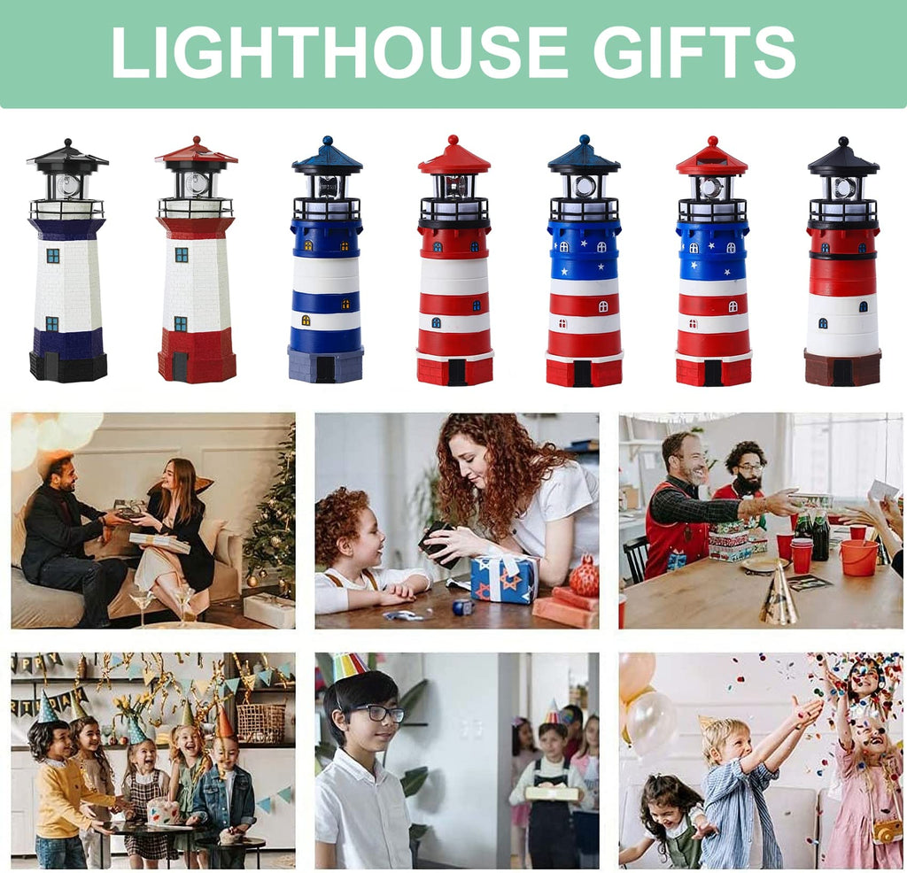 Solar Powered Lighthouse Decor with Rotating Beacon Q374