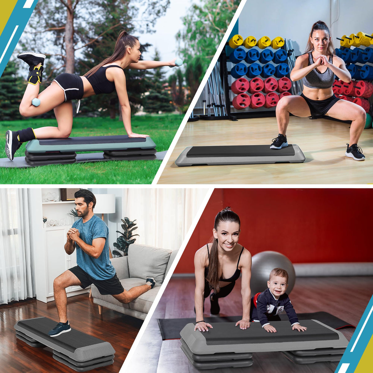 43 inch Adjustable Aerobic Exercise Step Platform with 4 Risers M542