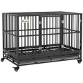 48" Heavy Duty Metal Dog Crate with Lockable Wheels P43766