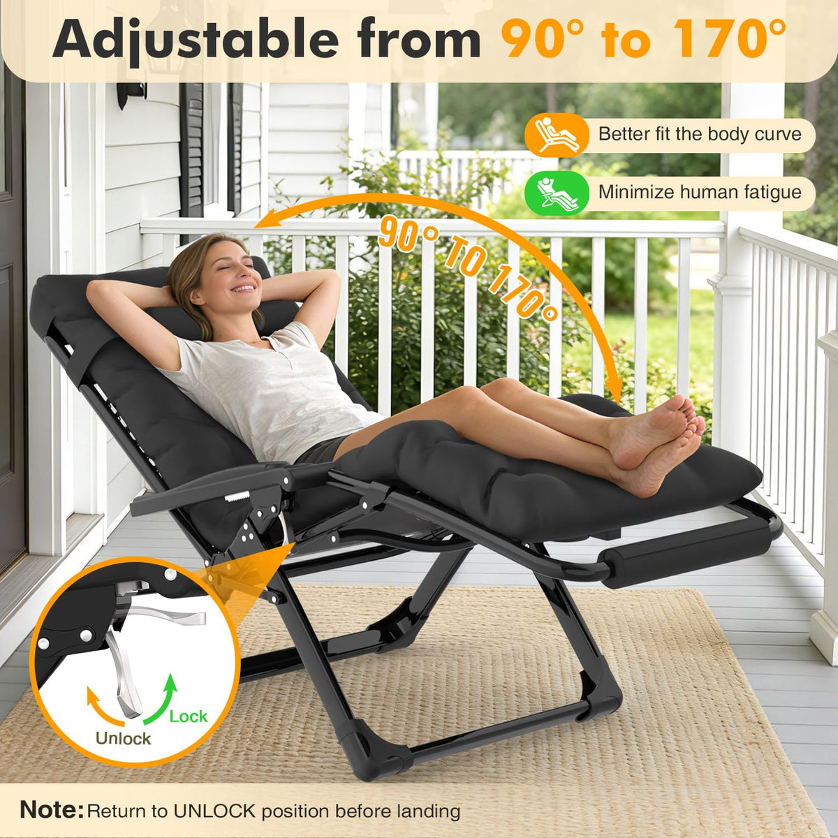 Oversized Zero Gravity Chair XL Black D2717