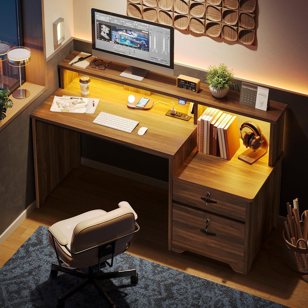 55-Inch Computer Desk with File Drawer Q13328