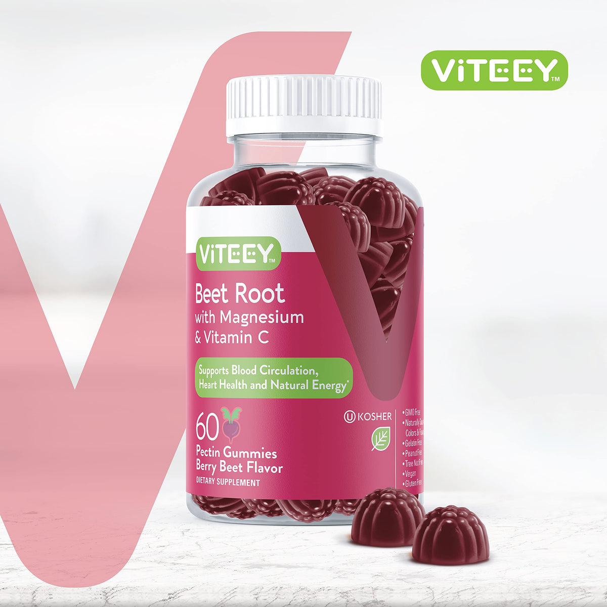 Beet Root Gummies with Magnesium & Vitamin C U325