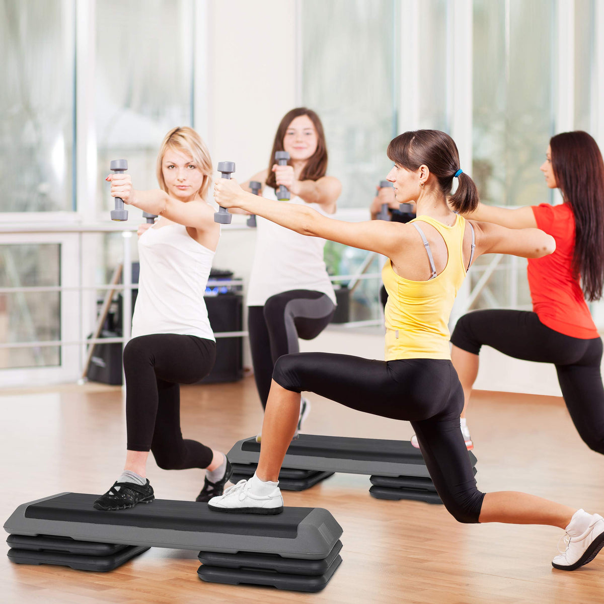 43 inch Adjustable Aerobic Exercise Step Platform with 4 Risers M542