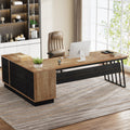 71-Inch L-Shaped Executive Desk with Cabinet L3821