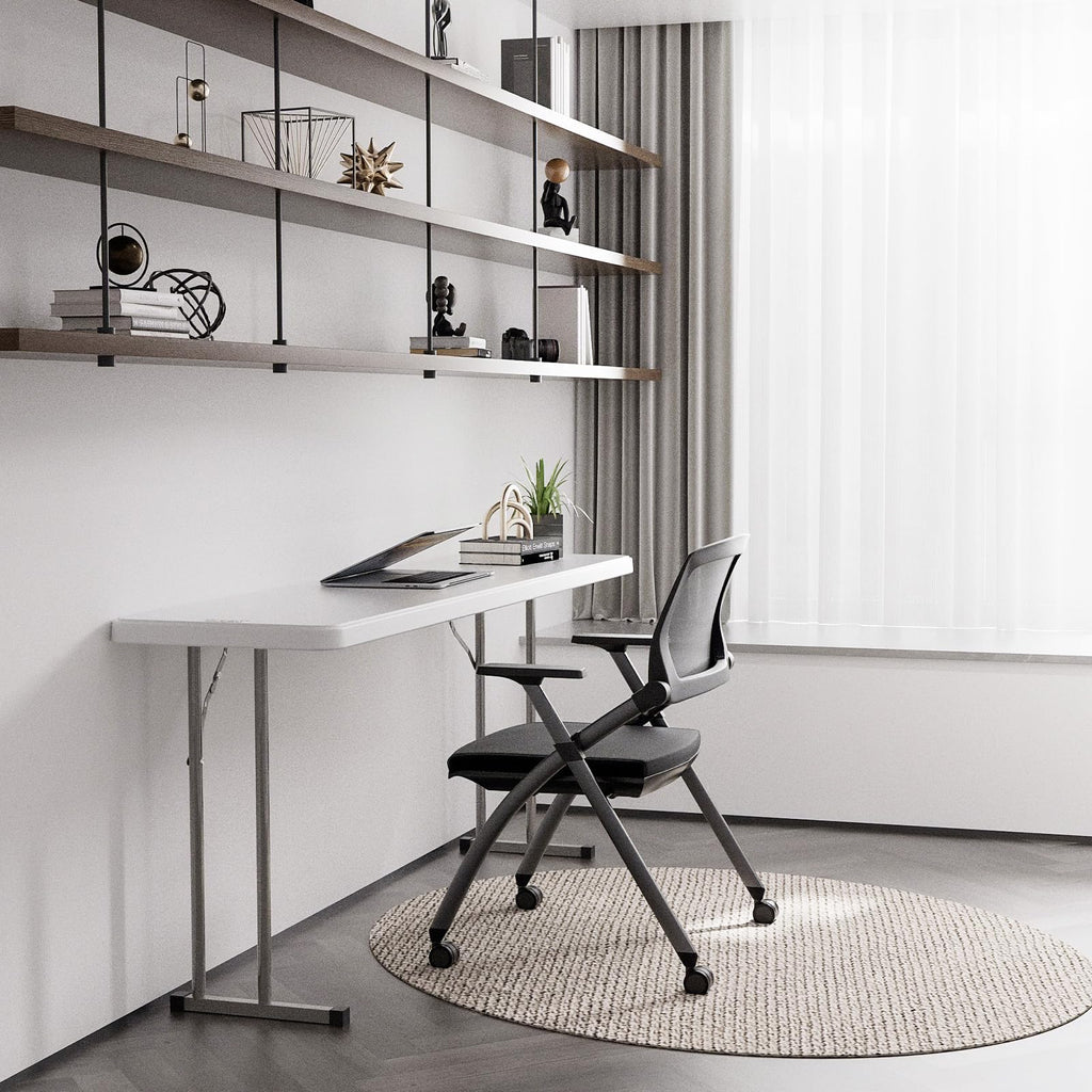White 6 FT Narrow Folding Table Set of 2 L233794