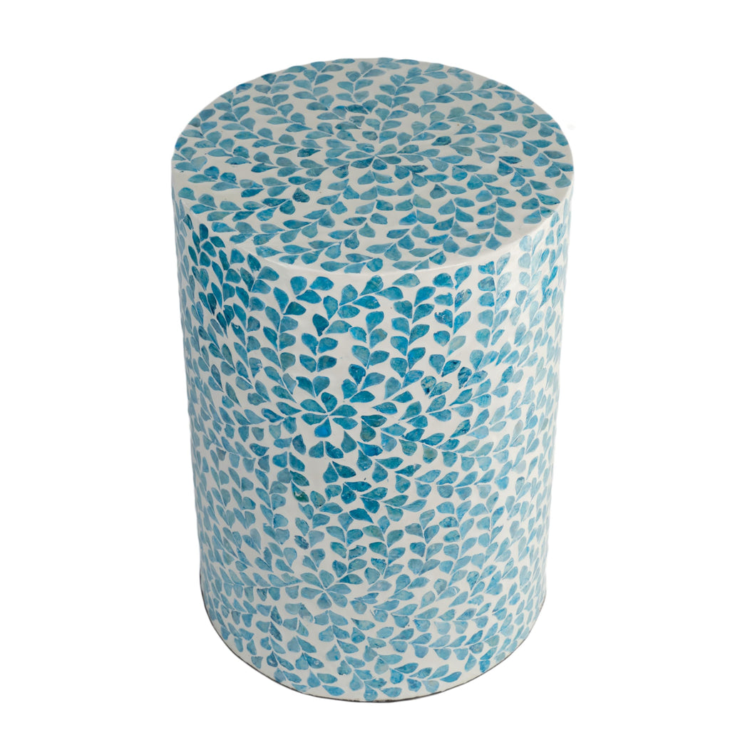 Mother of Pearl Inlaid Cylinder Drum End Table V35940