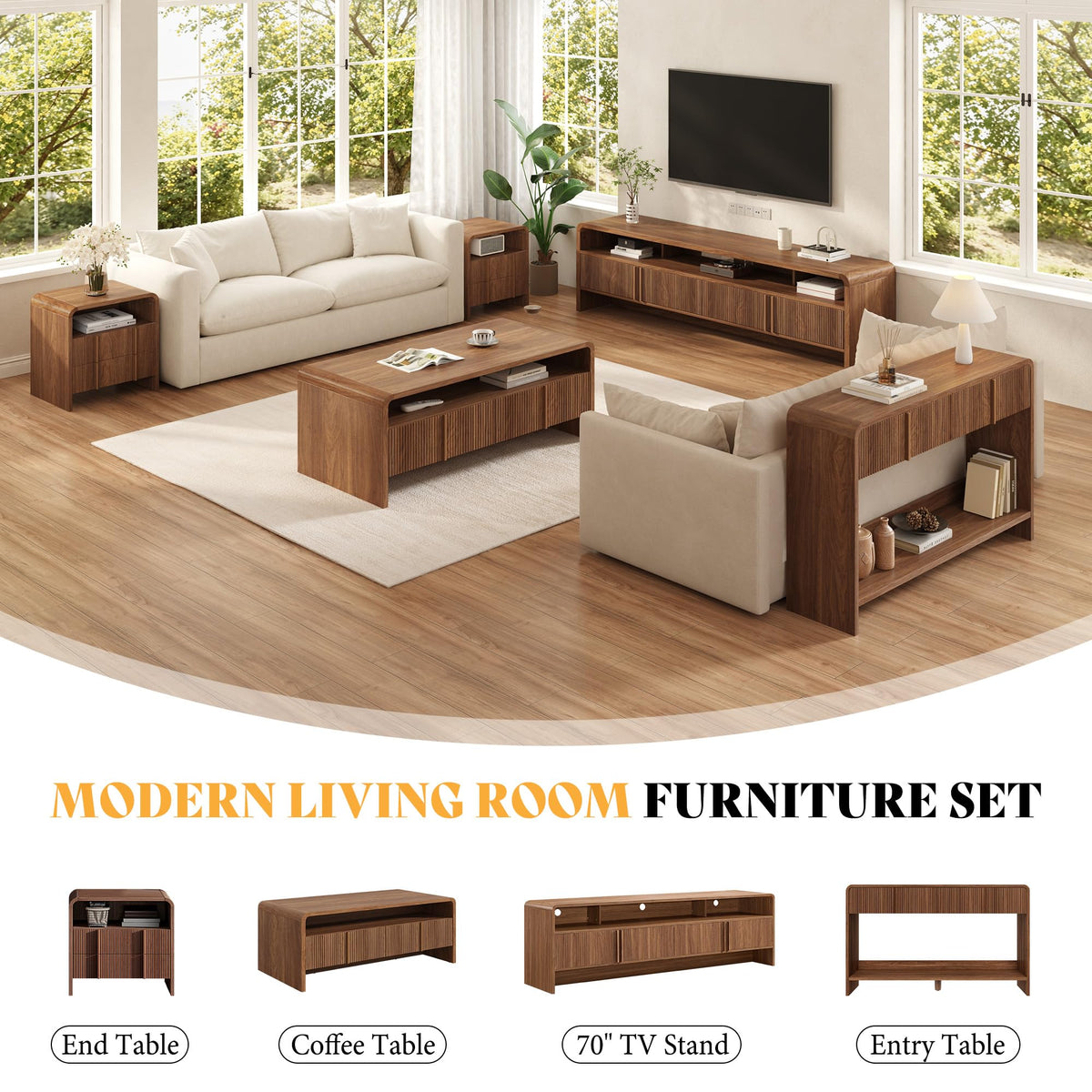 Fluted Coffee Table with Storage G617447