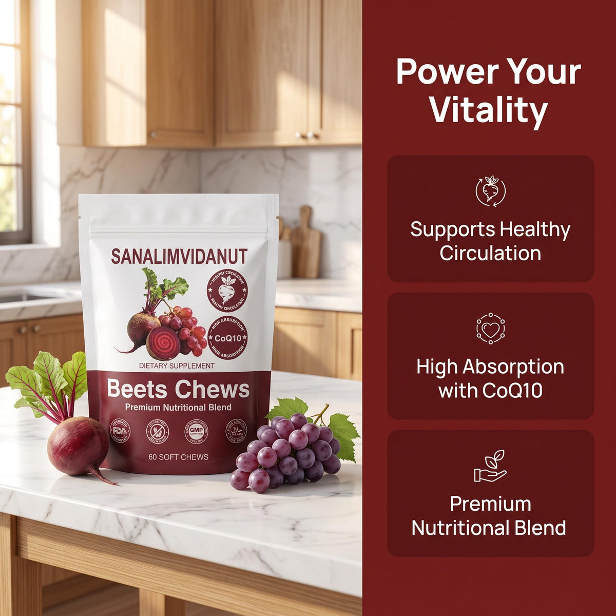 Beet Root Chews 500mg 60 Chews L9494